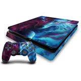 Head Case Designs Offizielle Jonas JoJoesArt Jödicke Wolfsgalaxie Kunst Mix Vinyl Haut Gaming Aufkleber Abziehbild kompatibel mit Sony Playstation 4 PS4 Slim Console and DualShock 4 Controller