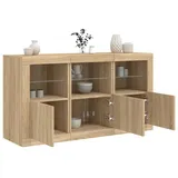 vidaXL Sideboard mit LED-Leuchten Sonoma-Eiche 123x37x67 cm