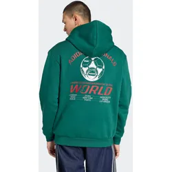 Langarmshirt ADIDAS ORIGINALS "GRAPHIC HOODIE", Herren, Gr. L, grün (collegiate grün), Obermaterial: 70% Baumwolle, 30% Polyester, sportlich, Shirts, Hoodie mit Vintage-Grafiken, lockere Passform