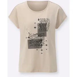 Classic Basics Sieh an! Rundhals-Shirt in sand-schwarz-bedruckt | Gr.: 46