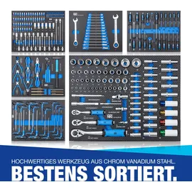 NTG Werkzeugwagen Stahl blau 7 Schubladen bestückt