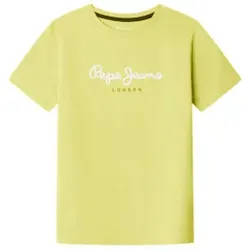Pepe Jeans Unisex für Kinder. PB503975 T-Shirt New Art gelb (128cm), Lässig, Baumwolle, Kurzarm, Kinderbekleidung