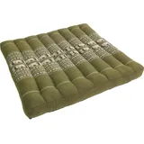 GURU SHOP Sitzkissen, Bodenkissen, Bodenmatte Thai, aus Kapok, 50x50 cm - Grün