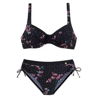 LASCANA Bügel-Bikini mit geblümtem Print LASCANA schwarz-bedruckt Gr.36 Cup C