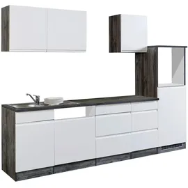 Held Küchenzeile Cardiff 280 cm weiß hochglanz/eiche vintage nachbildung