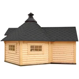 Wolff Finnhaus Grillkota 9 de luxe mit Anbau Schwarz
