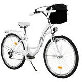 Milord Komfort Fahrrad Vintage Mit Korb Damenfahrrad, 28 Zoll, 7 Gang Shimano - Weiss