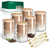 LuxusKollektion Latte-Macchiato-Glas Latte Macchiato Gläser Doppelwandig Borosilikatglas 400ml 6er Pack