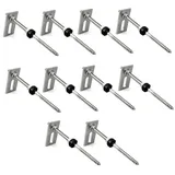 Offgridtec 10 Stk. Stockschraube Edelstahl M10x200 höhenverstellbar inkl. Adapterblech PV