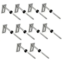Offgridtec 10 Stk. Stockschraube Edelstahl M10x200 höhenverstellbar inkl. Adapterblech PV