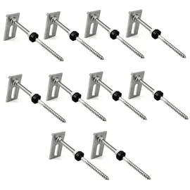 Offgridtec 10 Stk. Stockschraube Edelstahl M10x200 höhenverstellbar inkl. Adapterblech PV