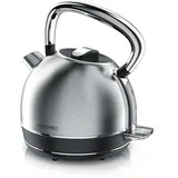 Arendo Wasserkocher mit Temperatureinstellung, 1,7 l, 2200 W, Edelstahl Retro Style Vintage, Überhitzung & Trockenkochschutz, silber