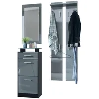 Vladon Garderobe, Grau, Holzwerkstoff, 140x200x23 cm, Garderobe, Garderoben-Sets &