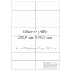 Wasser auflösbare Etiketten 105,0 x 36,5 mm(Anzahl Bögen /VPE: 50)