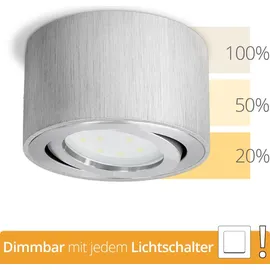 SSC-LUXon 4er Set CELI-1A runde Aufbaustrahler LED flach - schwenkbar Alu gebürstet inkl. fourSTEP LED 4W warmweiß Dimmbar ohne Dimmer