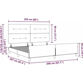 vidaXL Boxspringbett 200 x 200 cm Dunkelgrau