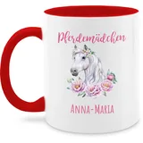 Tasse Tassen 325ml - Pferd Pferde - Reiten Mädchen Namen - Pferdemädchen - 325 ml - Rot - pferdesport personalisierte geschenke für pferdefans wunschname reit sachen name reiterin pferdemotiv und