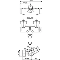 Schell Vorwand-Duscharmatur VITUS VD-Auf/Zu-T/o Thermostatbatterie, chrom mit Desinfektion