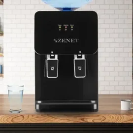 zenet Wasserspender Heiß & Kalt, Wasserkühler ohne Wasseranschluss, Schwarz