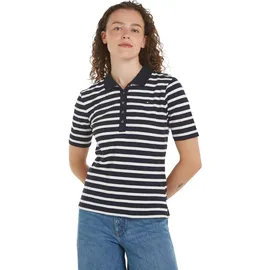 Tommy Hilfiger 1985 Regular Pique Stripe Kurzarm-poloshirt Breton Ecru / Desert Sky S