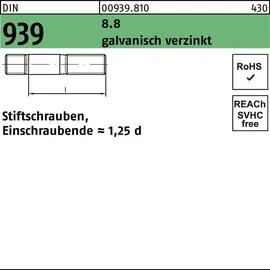 F. REYHER Nchfg. GmbH & Co. KG Stiftschraube DIN 939 M10 x 45 8,8 50 Stück