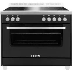 Saro Backofen mit Induktionsherd, elektrisch, Praktischer Multifunktionsofen mit fünf Kochflächen, 1 Backofen mit Induktionsherd, Farbe: schwarz