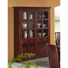 Massivmoebel24 Vitrine Akazie 134 x 50 x 196 cm Braun
