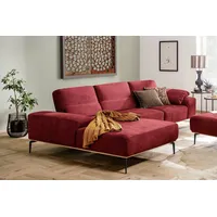 W.SCHILLIG Ecksofa run, Designsofa mit tollem Sitzkomfort, bequem, L-Form, mit Holzsockel, Füße in Schwarz pulverbeschichtet, Breite 319 cm rot