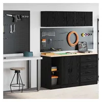 vidaXL Garagenschränke 2 Stk. Schwarz Holzwerkstoff