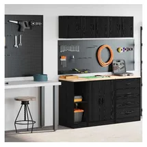 vidaXL Garagenschränke 2 Stk. Schwarz Holzwerkstoff