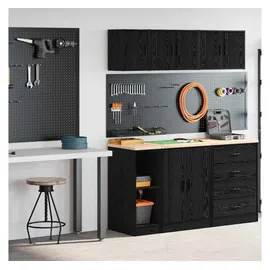 vidaXL Garagenschränke 2 Stk. Schwarz Holzwerkstoff