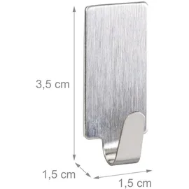 Relaxdays Klebehaken 24er Set, Schlüsselhaken Edelstahl, selbstklebend & lösbar, Küche & Bad, Wandhaken eckig, Silber