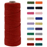MORAINJAY Makramee Garn 3mm, Makramee Garn Weinrot, Makramee Baumwollgarn 3mmx100m, Baumwollkordel Natur, Baumwoll Bastelschnur für Basteln Stricken Boho Deko DIY Handwerk Wandbehang Wohnzimmer Balkon