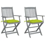 vidaXL Klappbare Gartenstühle 61 x 61 x 88 cm grau/grün 2 St.