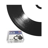 MP-Pro Schwarze Vinyl CD Rohlinge Bedruckbar Weiß CD-R 80min/700MB mit Vinyl-Optik Schallplatten Retro-Look und Inkjet Printable Bereich - 10 Stück in Slimcase CD Hüllen Transparent