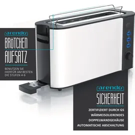 Arendo Frühstücks-Set, 2-Scheiben Langschlitz-Toaster/Wasserkocher 1,5L, Weiß