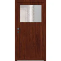 Holz Nebeneingangstür nach Maß "ANTONIA-R" Mahagonioptik-Lasur beidseitig außen öffnend DIN rechts
