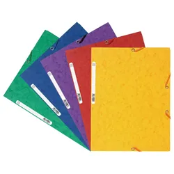 Exacompta 55515E 50x Sammelmappe mit 3 Klappen und Gummizug aus Colorspan-Karton 400g/m2 - A4 5 Farben sortiert - Farben sortiert