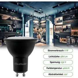 Lumiled GU10 Lampe 6W 580 Lm Leuchtmittel 4000K neutralweiß Strahler Spot, ersetzt 50W Halogenlampen 120° Reflektorlampen 10 Stück Lampen