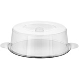 APS Tortenplatte mit Haube – hochwertige Tortenplatte aus rostfreiem Edelstahl Made in Germany – langlebig und stapelbar – 30 cm,