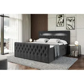 altdecor Boxspringbett mit Matratze 20 cm, 180x200 - Schwarz Holzwerkstoff, Höhe ca.