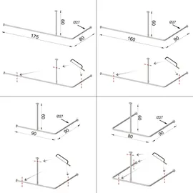 Aquabad Duschvorhangstange 90 x 175 cm Chrom