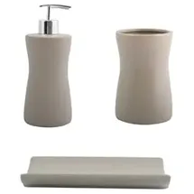MSV Bad Accessoires Keramik 3-teilig - Seifenschale, Palma