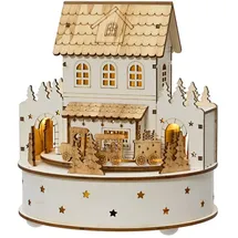 Kaemingk Weihnachts-Szene Haus mit 2 Torbögen Ø 17,5 cm Höhe 19,5 cm Braun