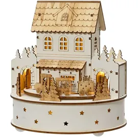 Kaemingk Weihnachts-Szene Haus mit 2 Torbögen Ø 17,5 cm Höhe 19,5 cm Braun