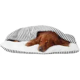 Hundeschlafsack mit Dach, Beruhigende Hundebett Hundehöhle, Winter Warm Plüsch Höhle mit Kapuze, Katzenbett mit Abnehmbaren Deckel, Hundesofa für Kleine und Mittelgroße Hunde(Stripe,60x50x23cm)