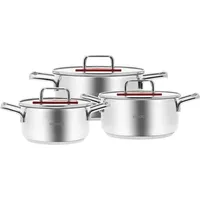 Karaca Arya Rotstahl-Kochtopfset 6 Teilig Kochtopf Set Pfannenset Bratpfanne Kochgeschirr Bratentopf Fleischtopf Stieltopf Pfanne