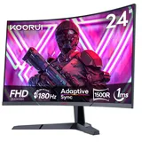 KOORUI 24 Zoll Curved Gaming-Monitor FHD 1080P 180Hz,1ms, 1500R Krümmung Ultradünnes Design, HDMI/DP, 100x100mm VESA-Montage
