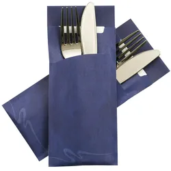 520x Pochetto Bestecktaschen 200x85mm blau marmor inkl. Serviette