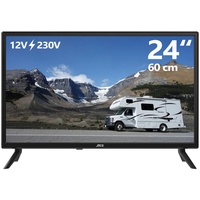 JTC-24 JTCT24H39241 LED-Fernseher (60,00 cm/24 Zoll, HD ready, 12-Volt / 230-Volt Anschluss, Fußball auch unterwegs beim Camping, Triple Tuner, USB-Mediaplayer, Kindersicherung, Sleep Timer, Ausschalt-Automatik) schwarz